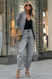 Belted Long Sleeve Top and Pants Set