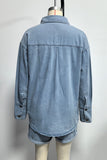 Denim Shirt and Cuffed Short Set