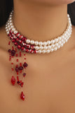 Layered Beaded Drop Pendant Necklace
