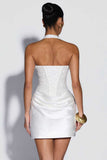 Sequin Halter Satin Mini Casual Dress
