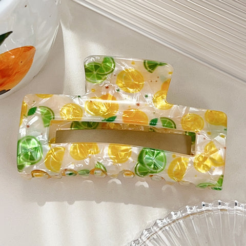 Fruit Print Rectangle Claw Clip