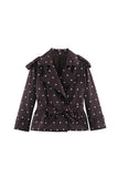 Plaid Polka Dot Belted Trench Jacket