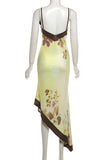 Asymmetric Hem Slip Dress