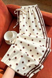 Polka Dot Drawstring Side-Stripe Casual Pants