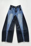 Patchwork Wide-Leg Baggy Jeans