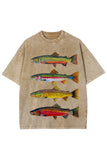 Fish Print Crew Neck Short Sleeve T-Shirt