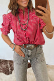 Ruffled Puff Sleeve Button Blouse