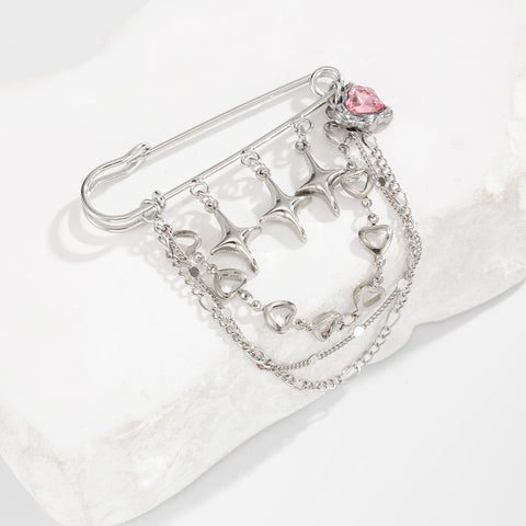 Star Charm Safety Pin Brooch