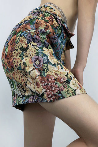 Floral Jacquard Tube Top Skirt Set