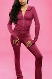 Mock Neck Zip-Up Flare Pants Set
