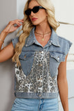 Leopard Print Patchwork Sleeveless Vest