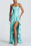 Ruffle High-Low Spaghetti Strap Casual Dress