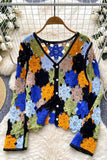Crochet V-Neck Long Sleeve Cardigan