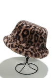 Faux Fur Leopard Print Bucket Hat