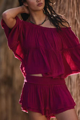 Off-Shoulder Relaxed Short Set