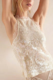 Sequin Lace Halter Tank Top