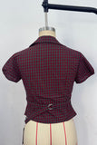 Plaid Puff Sleeve V-Neck Shirt
