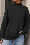 Mock Neck Drop Shoulder Sweatshirt