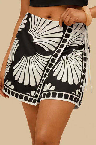 Wrap-Style Printed Skirt Shorts