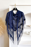 Floral Lace Open Front Fringe Cape
