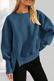 Crew Neck Side Slit Pullover
