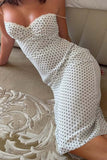 Polka Dot Mesh Midi Dress
