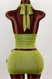 Halter Pleated Skirt Set