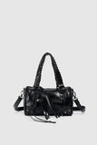 Braided Handle Studded Barrel Bag
