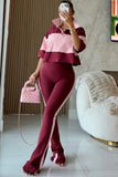 Side Stripe High-Waist Flare Casual Pants