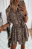 Patchwork Print V-Neck Mini Dress