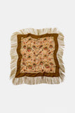 Fringe Paisley Print Square Scarf