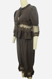 Lace-Trimmed Peplum Pants Set