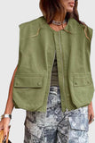 Zip-Front Sleeveless Utility Vest