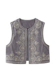 Floral Crew Neck Sleeveless Vest