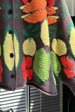 Fruit Print Crew Neck Button Cardigan