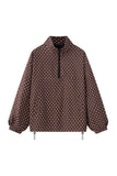 Polka Dot Half-Zip Pullover Jacket