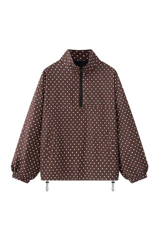 Polka Dot Half-Zip Pullover Jacket