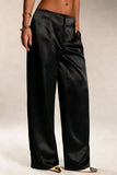 Satin High-Waist Wide-Leg Casual Pants