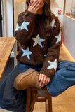 Star Pattern Crew Neck Knit Sweater
