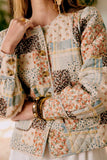 Patchwork Floral Quilted Button-Front Coat