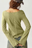 Square Neck Long Sleeve Ruffle Hem Top
