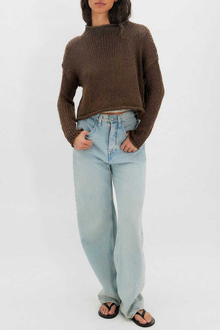 Knit Crew Neck Crop Sweater