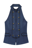 Zipper Front Double-Breasted Tank Top