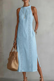 Sleeveless Midi Dress with Side Slits