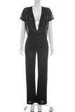 Draped V-Neck Pants Set