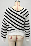 Striped Asymmetric Off-Shoulder Sweater