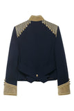 Military Braid Mock Neck Cropped Jacket