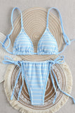 Striped Bikini Set with Tie Details