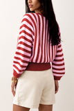 Striped Ribbed Hem Crew Neck Sweater