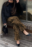 Leopard Print High-Waist Wide-Leg Casual Pants